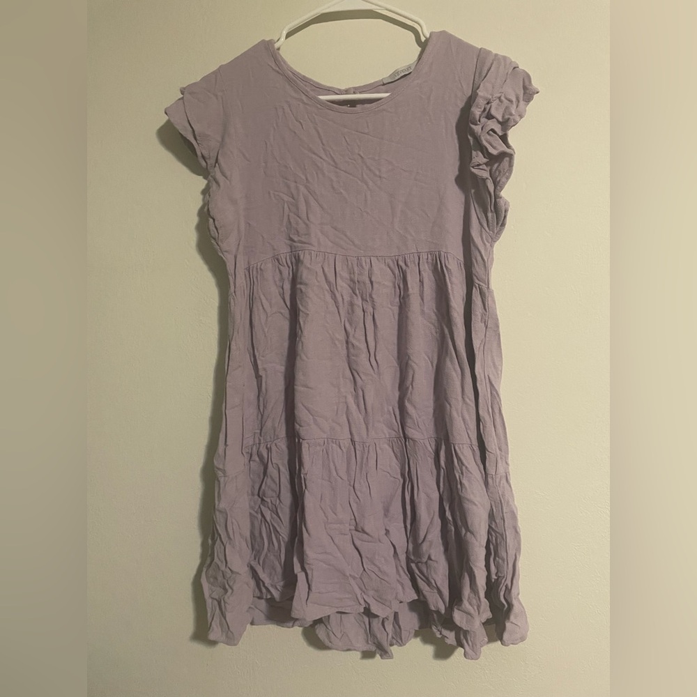Light Purple Linen Tiered Dress